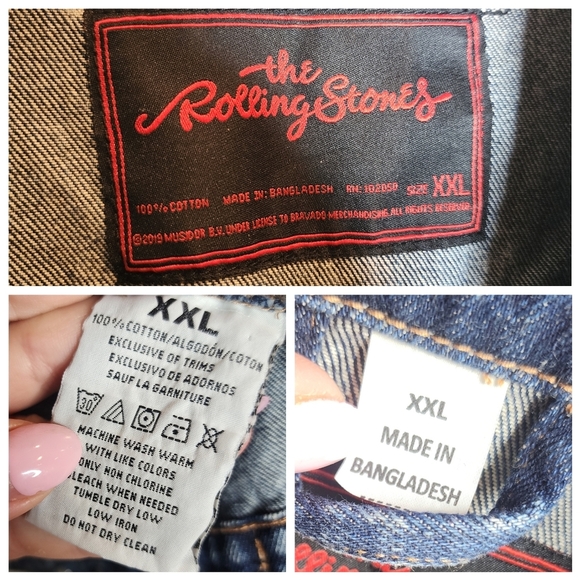 Rolling Stones Acid Wash Denim Jacket Button Front Size XXL Unisex Pockets - Picture 16 of 16